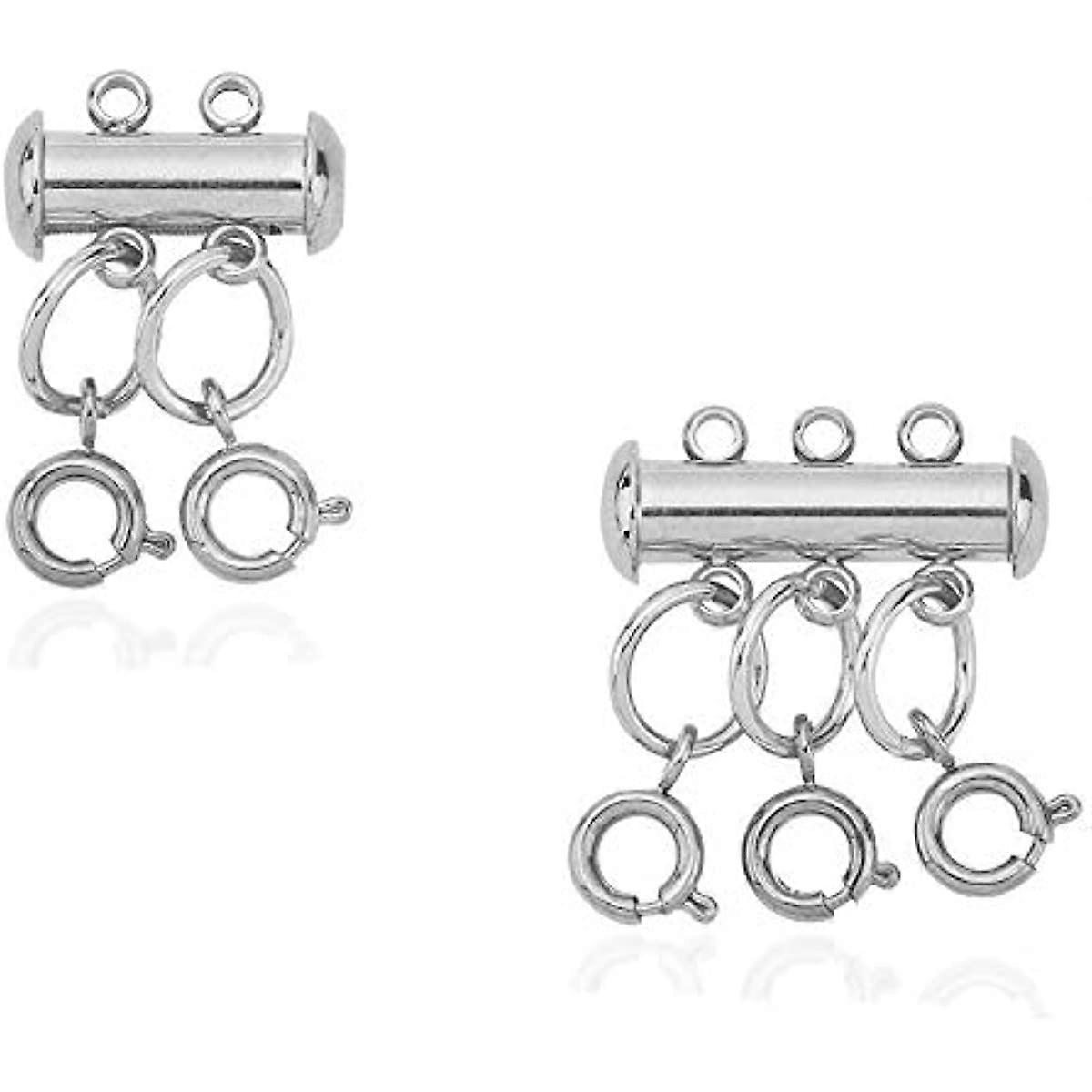 Stainless Steel Clasps Sets 4/6 Holes 2 Sets Slide Lock Clasps 5pcs Open Jump Rings 5pcs Spring Ring Clasps for Necklace Bracelet Jewelry Findings Sta