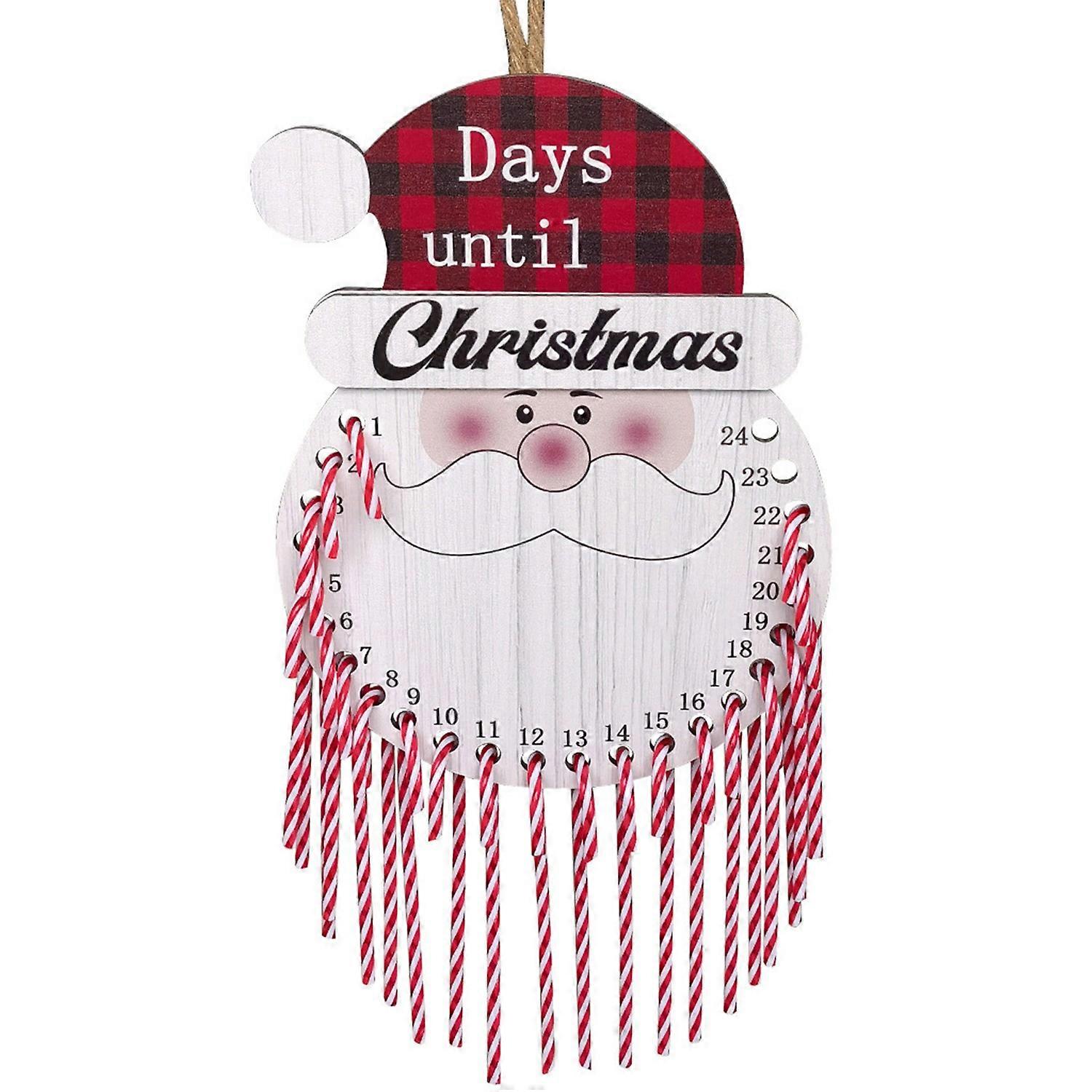 1 Set Christmas Countdown Calendar Snowman Santa Shape Hanging Wooden Advent Calendar with 24 Candy