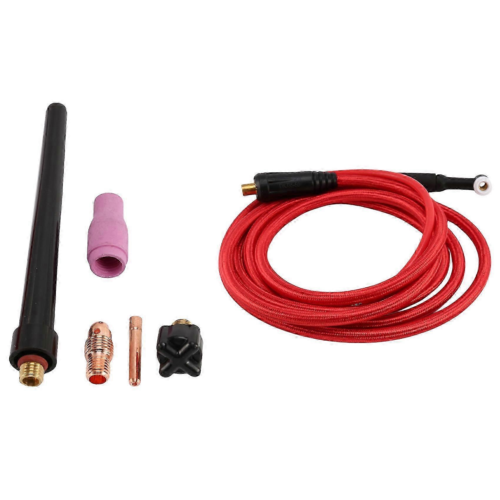 WP9F 4M Red Super Soft Hose Braided -Cooled Complete TIG Welding Torch 35-70 Connector