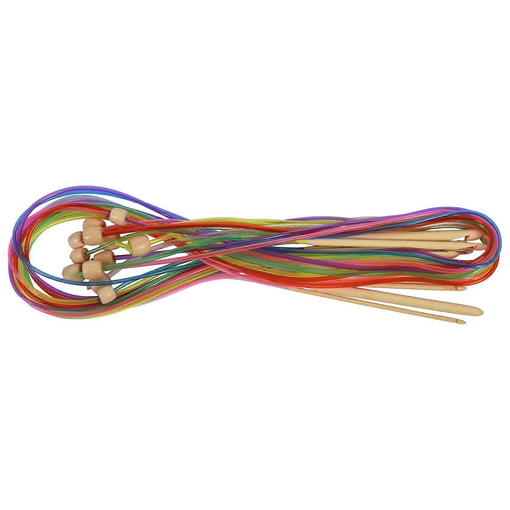 1 Set /12 Pc Natural Bamboo Flexible Afghan Tunisian Carpet Crochet Hooks Needles At Random Color B