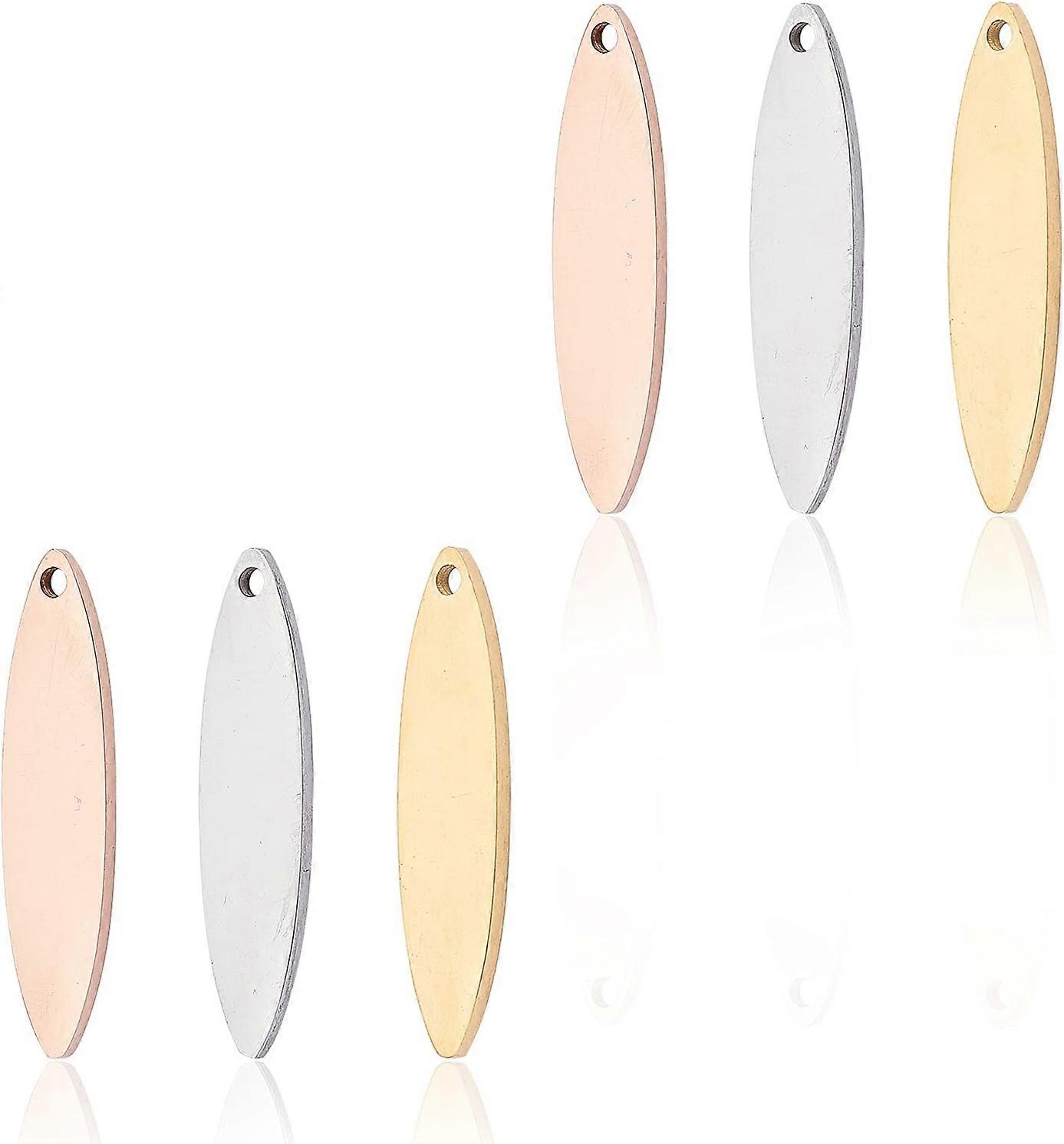 ca 12 stk 3 farger hesteøye hypoallergene sjarm rustfritt stål anheng hesteøye blank tag laserkuttet sjarm for DIY smykker som lager 1,4 mm hull