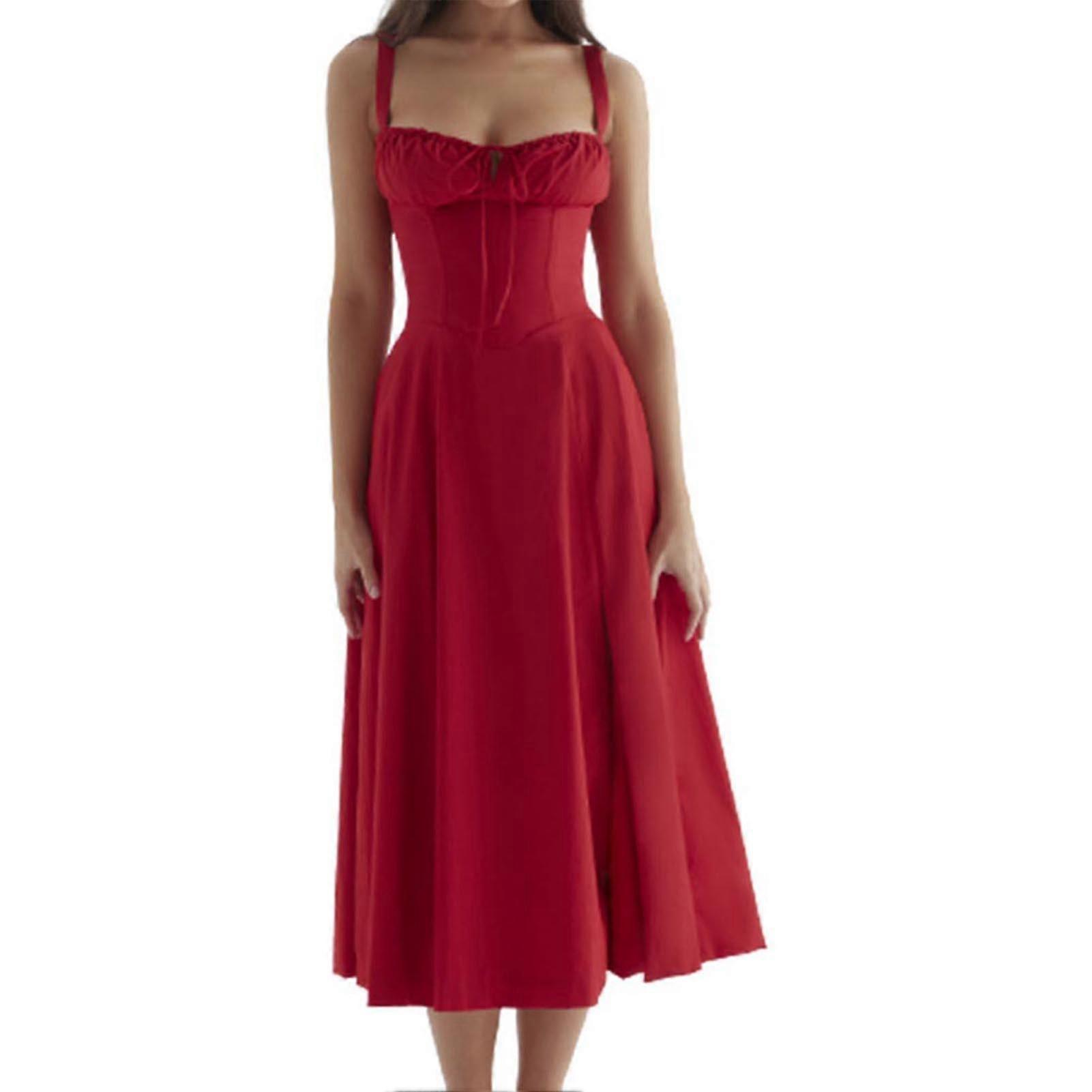 Robe bustier imprimée tendance sans manches en dentelle avec cordon de serrage pour femme