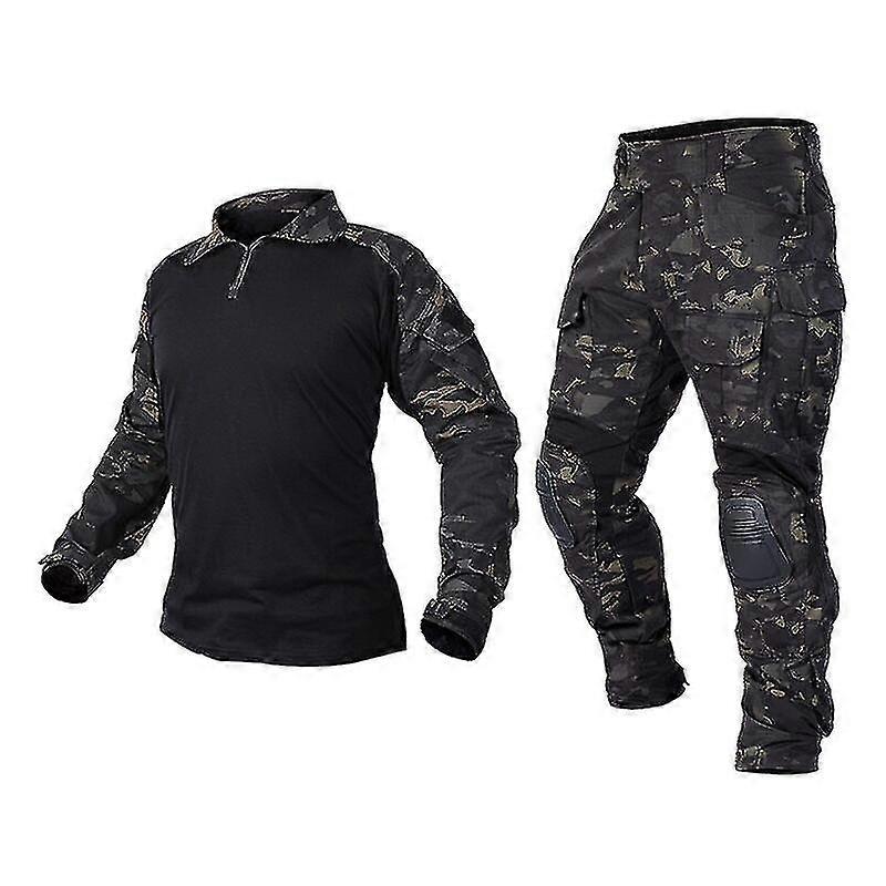 Män Militär Taktisk Uniform Skjorta Combat Byxor Kostym Med Knäskydd Armé Kläder Airsoft Paintball Kamouflage Arbetskläder-YuJia