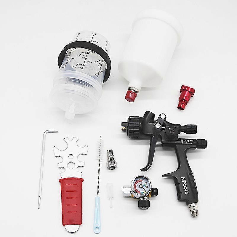 1.3mm Nozzle Paint Spray Gun Gravity Feed Car Paint Gun With 600CC Tank Paint Mixing Cup And Adapter Spray Gun Air Regulator