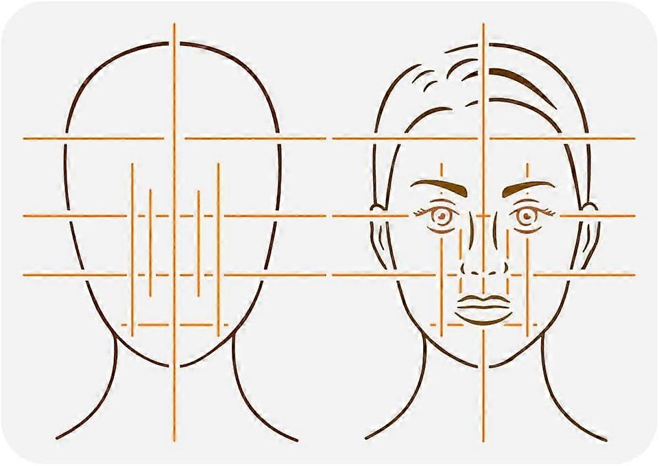 Face Map Front Painting Stencil 8.3x11.7inch Reusable Golden Ratio Face Pattern Drawing Template