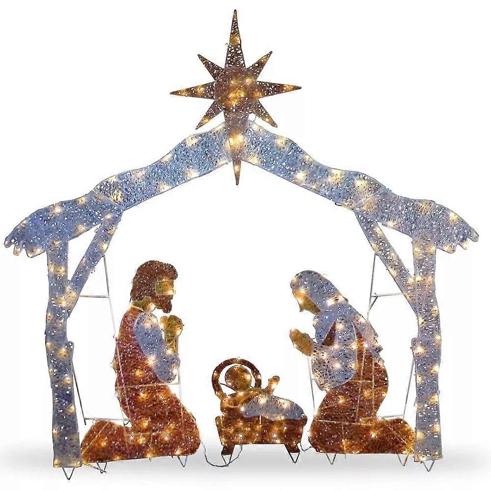 2023 Krippe Leuchten LED Weihnachten Geburt von Jesus Silhouette mit Pfählen Outdoor Garten Hof Lampe Dekoration Weihnachten Ornamente