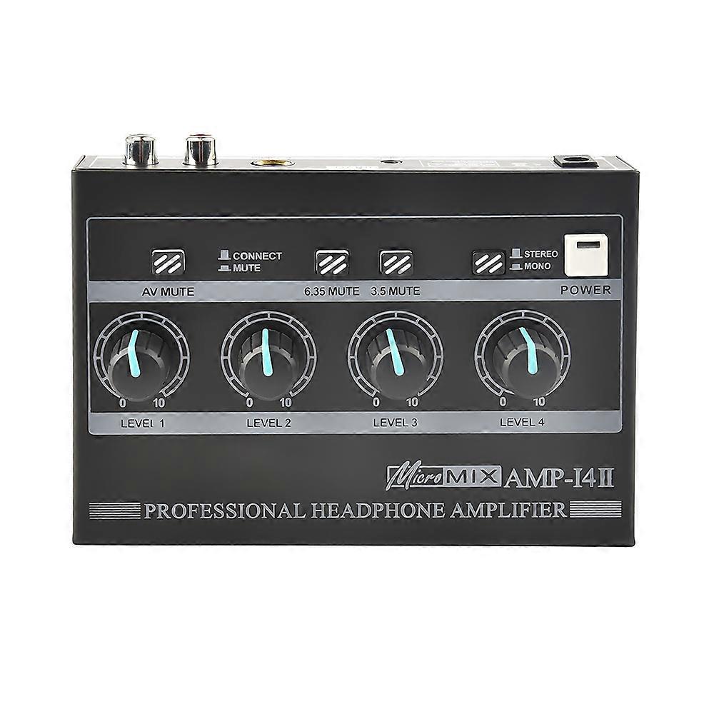 Headphone Amplifier Power Adapter Portable AMP-14 Headphone Amplifier Portable Stereo Sound Mixer 4 Channels