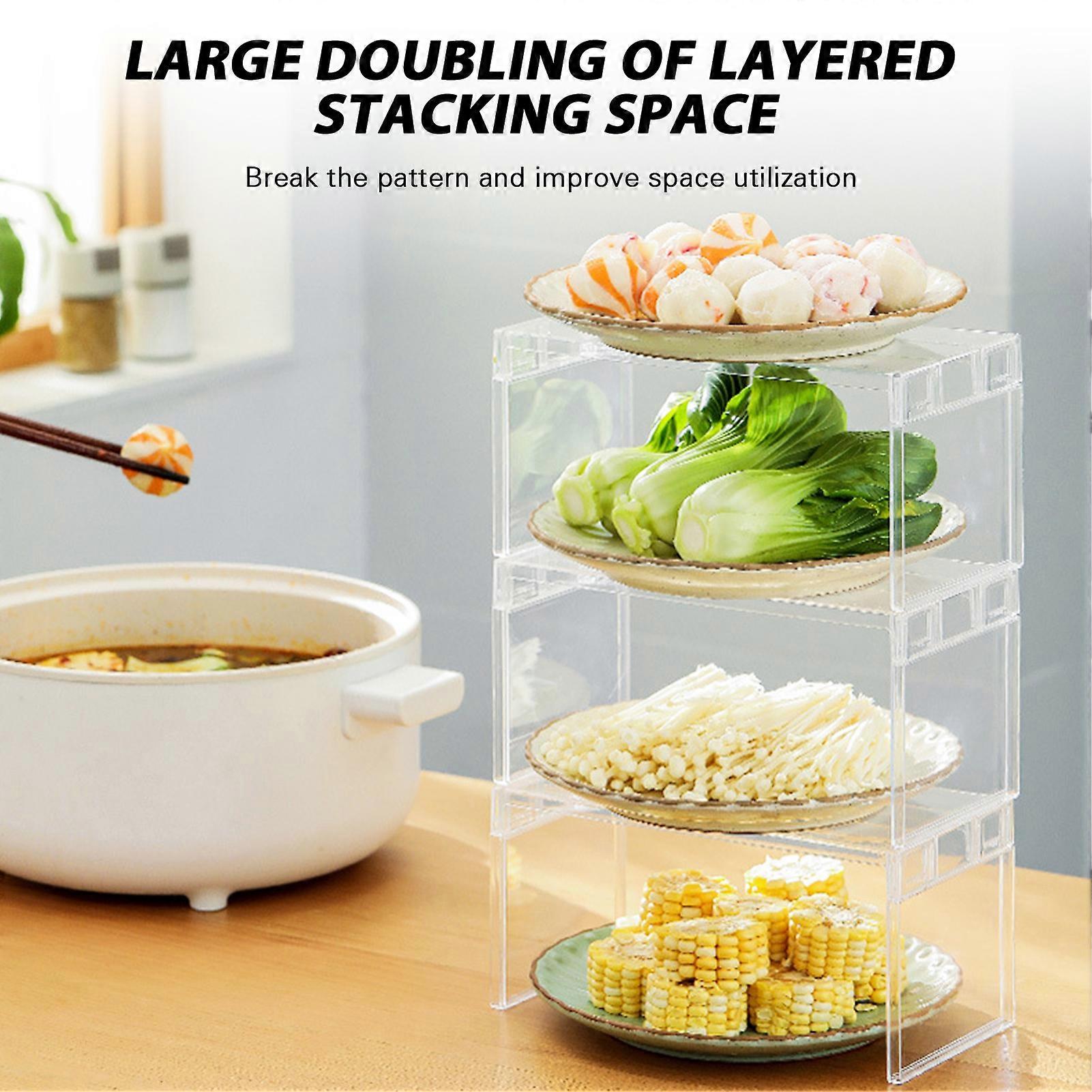 Refrigerator Organizer Shelf Rack Stackable Transparent Pantry Storage Rack
