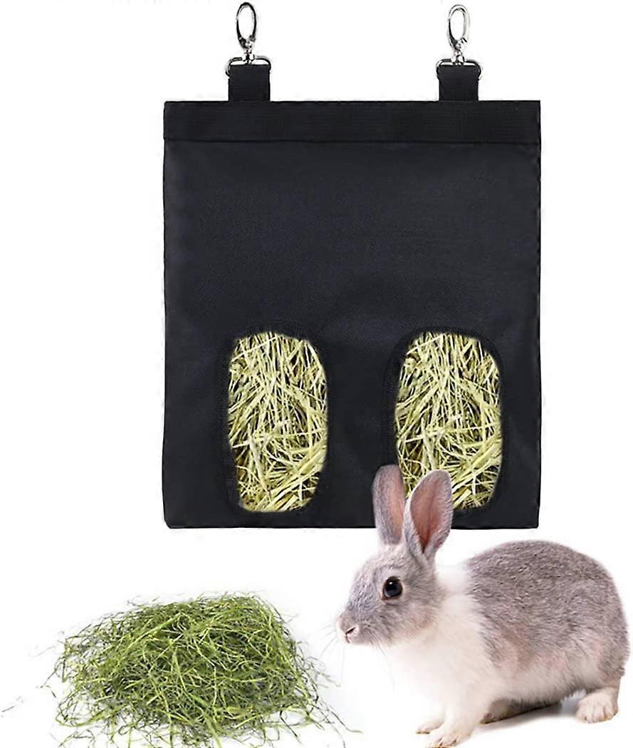 ZK-Rabbit Feeder, Guinea Pig, Hay, Rabbit Feeder, Chinchilla, Storage Bag (Black)