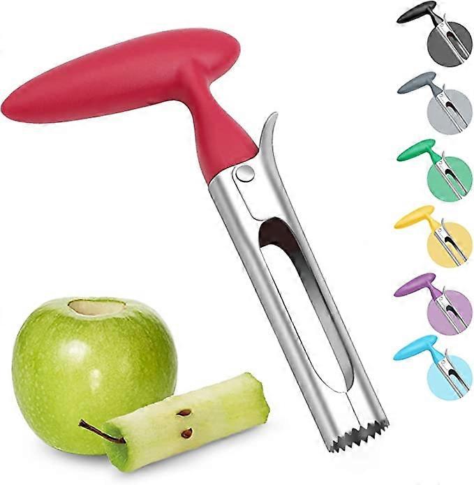 ZK-Apple Corer, Apple Corer with Handle, Food Grade Stainless Steel Blades and Serrated Edges, Handy Apple Corer (Red)