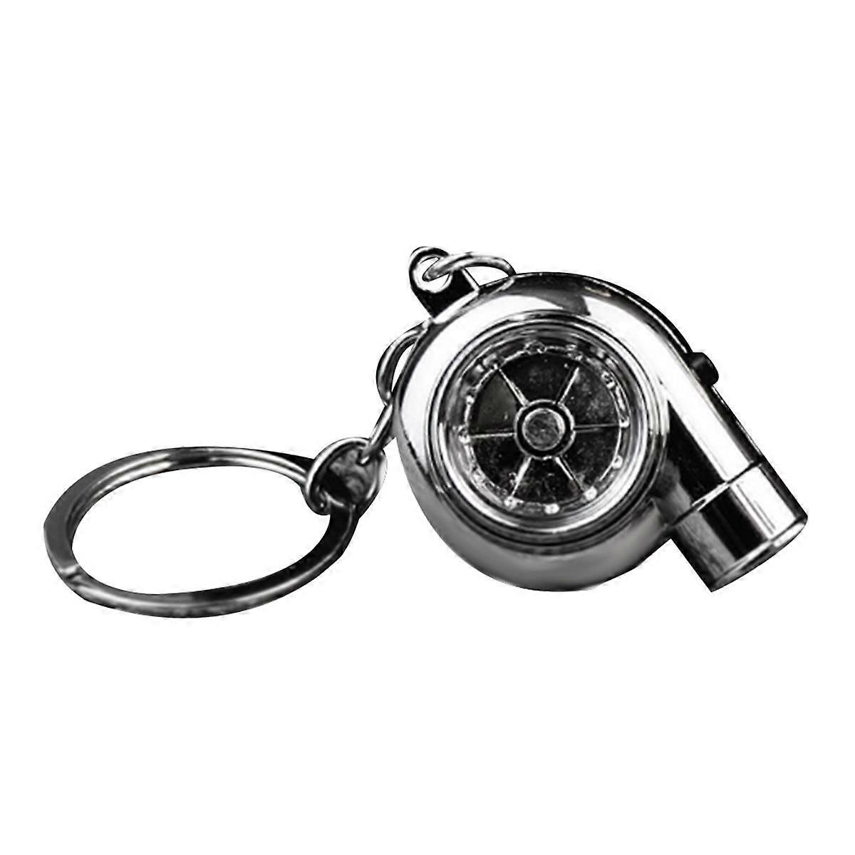 Car Turbo Spinner Keychain with Real Sound and LED Light Mini Turbocharger Key Chain for Car Keys A
