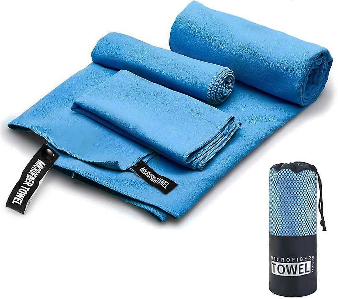 Sports Towels, EASYTAO Microfiber Towels 3pcs, Soft and Lightweight Gym Towels for Swimming, Sports, Bathing, Traveling, Yoga, etc. with Bag, 3 Sizes