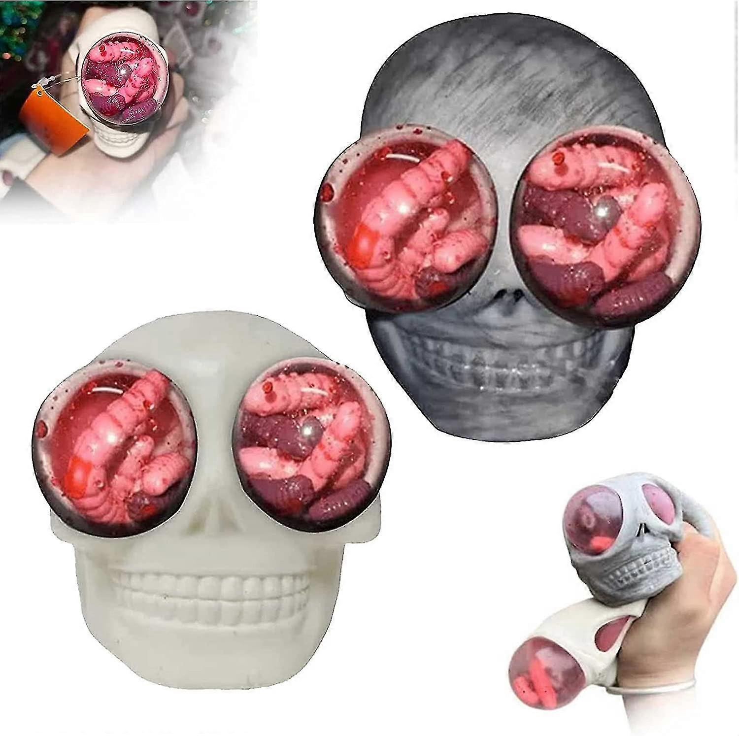 2pcs Skull Monster Gothic Fidget Toy,squishy Skull Horror Ball Stress Relief Toy,funny And Quirky Simulation Skull Pump Squeeze Balls