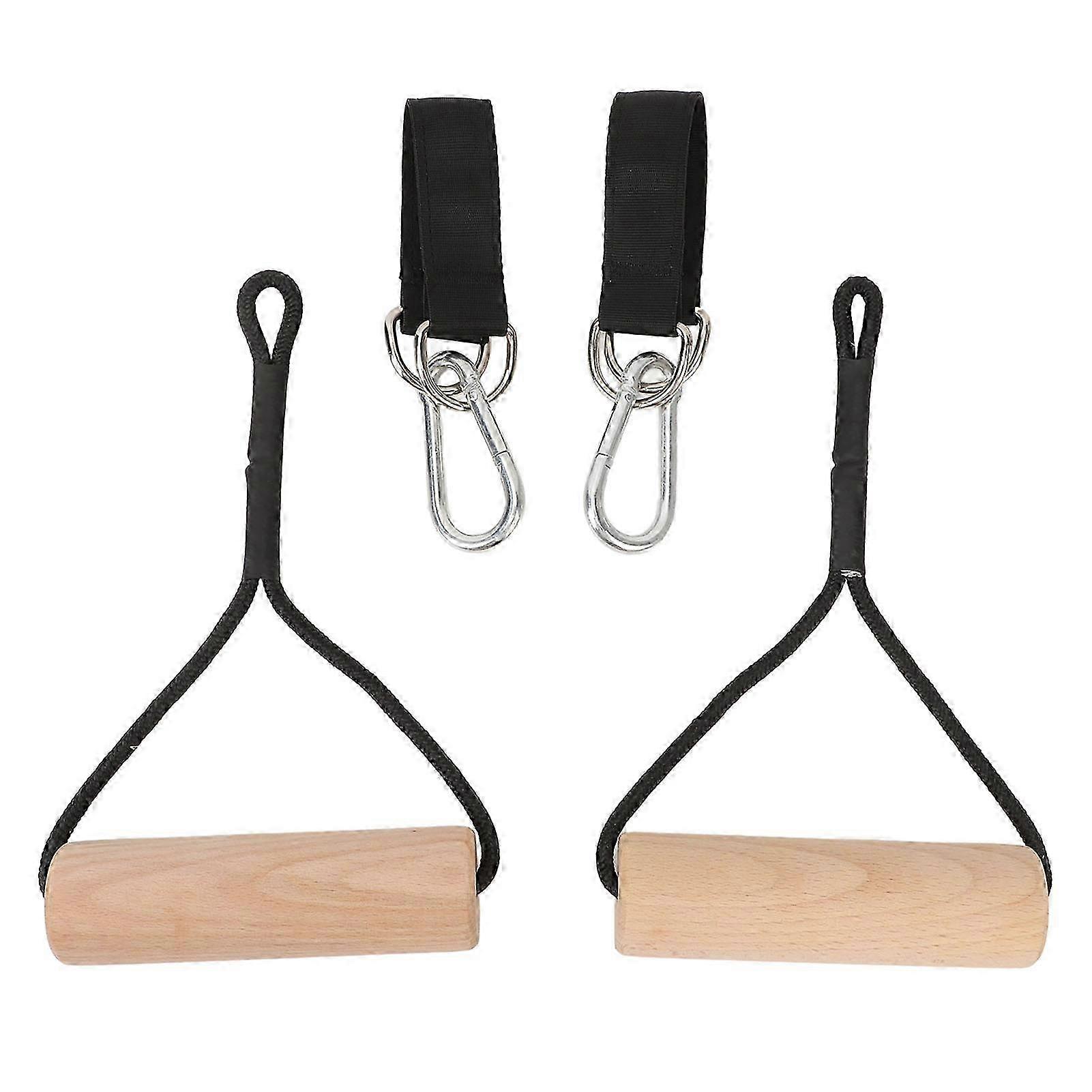 Wooden Gymnastic Rings Portable Pull Up Handles Arm Strength Trainer with Storage Bag for Outdoor Home Gym