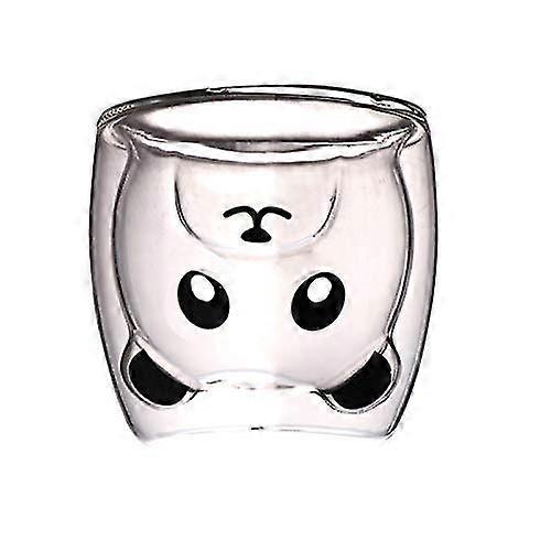 Tazze carine in vetro a doppia parete Tazza per caffè espresso in vetro isolante, tazza da caffè, tazza da tè, tazza di latte (panda)