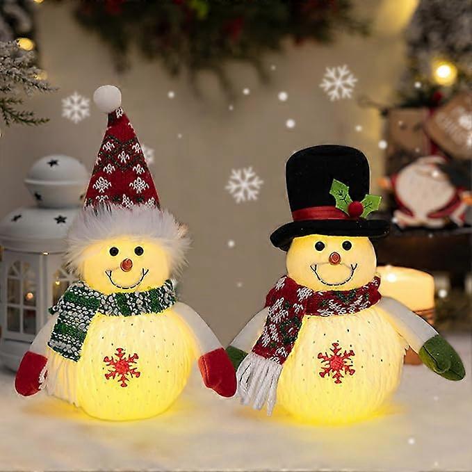 Decorațiuni de Crăciun cu lumină LED, pachet de 2 figuri de om de zăpadă de Crăciun Decorațiuni de masă de Crăciun Decorațiuni de Crăciun cu baterii pentru C