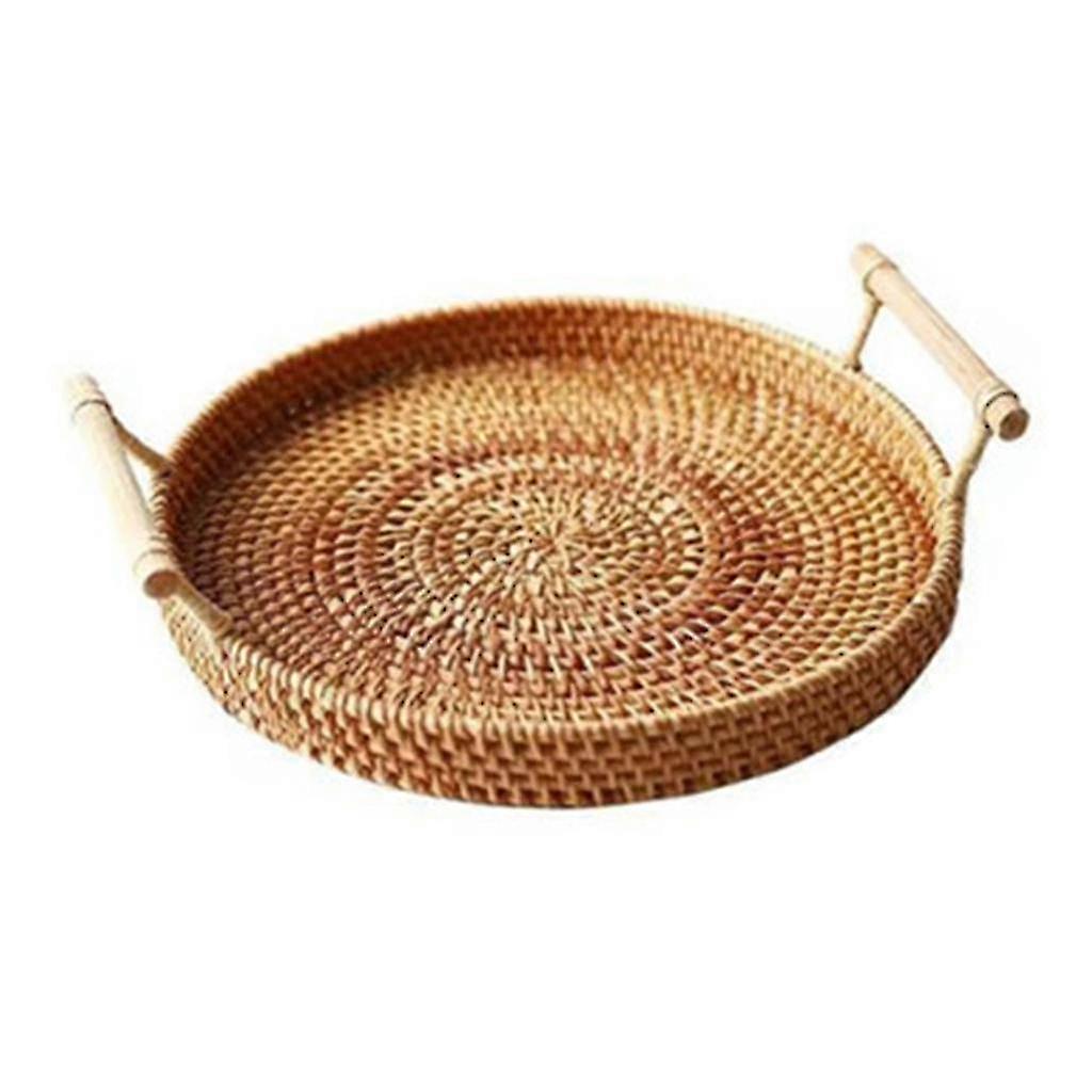 Rattan Tablett Brot Obst Snacks Handgewebter Picknickkorb Aufbewahrungskorb