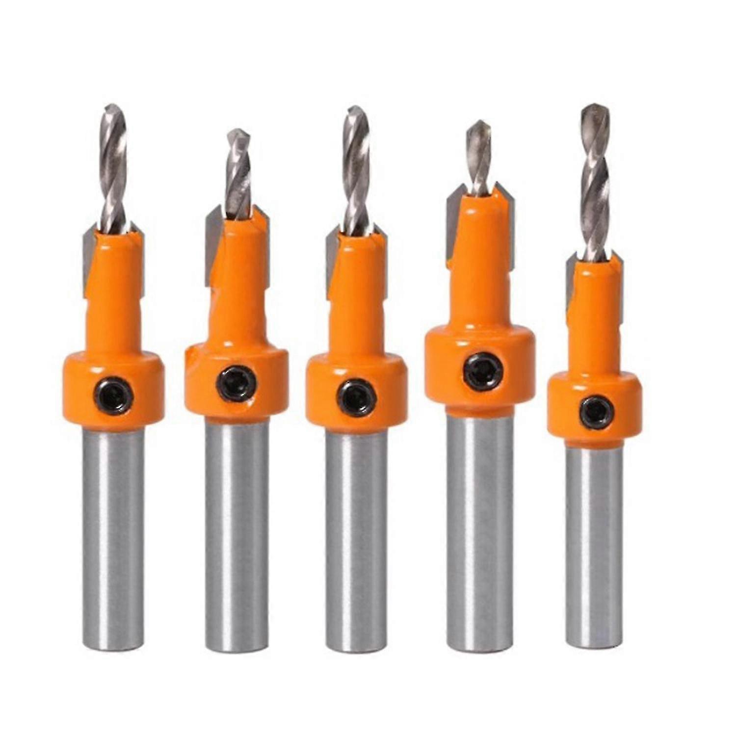 5pcs Wood Hole Drill Bit,8mm Shank Countersink Drill Bit Router Bit