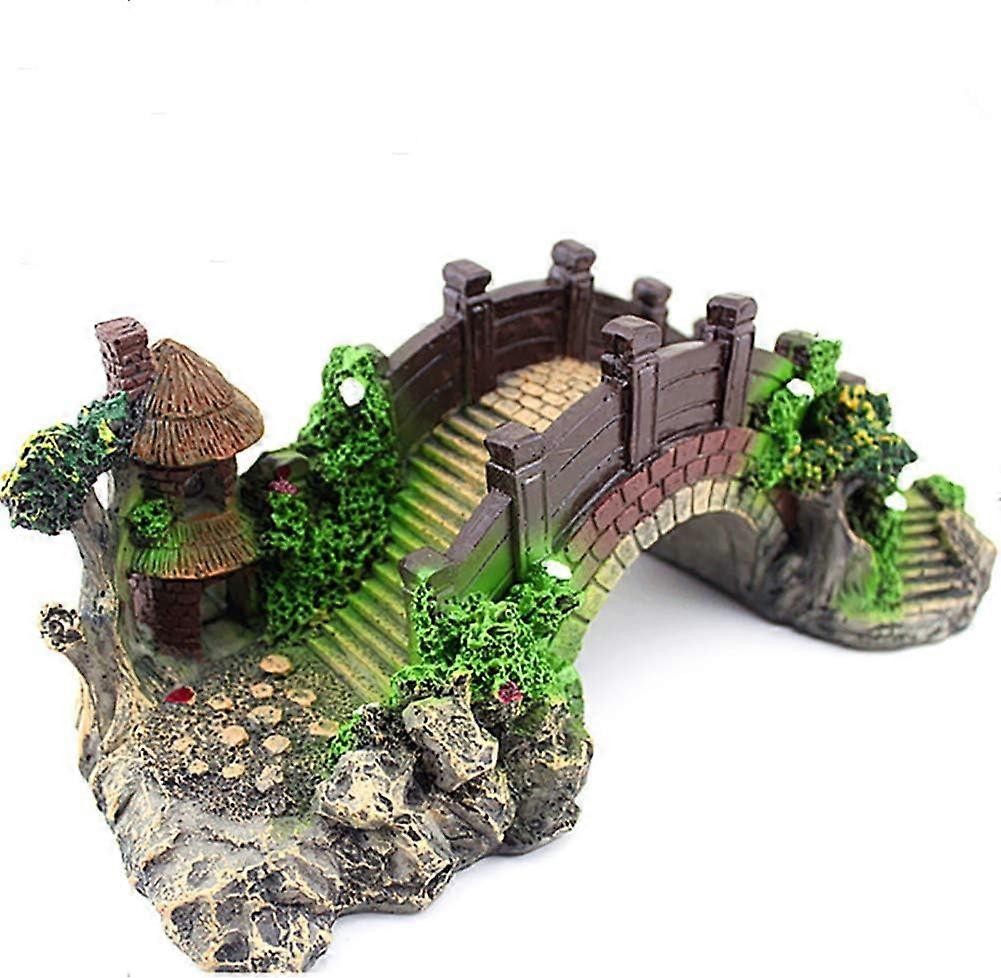 1pc Aquarium Magic Resin Decoration Colorful Bridge Pavilion Tree