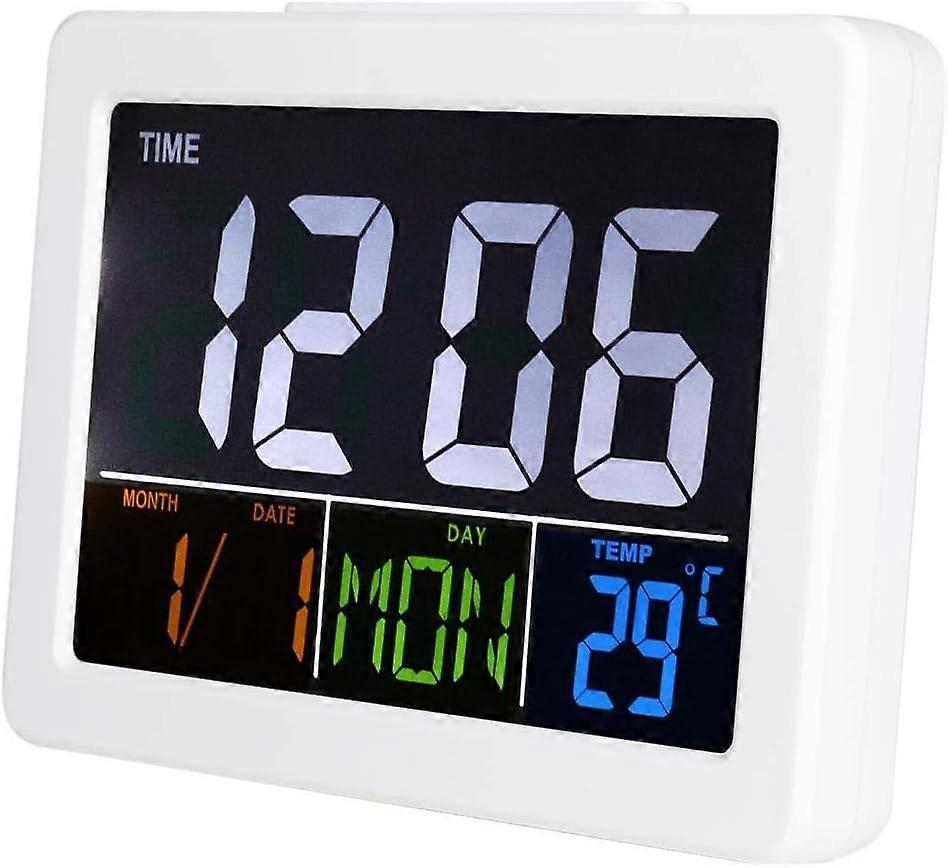 LCD Digital Alarm Clock with USB Charging & Battery, Large Screen
