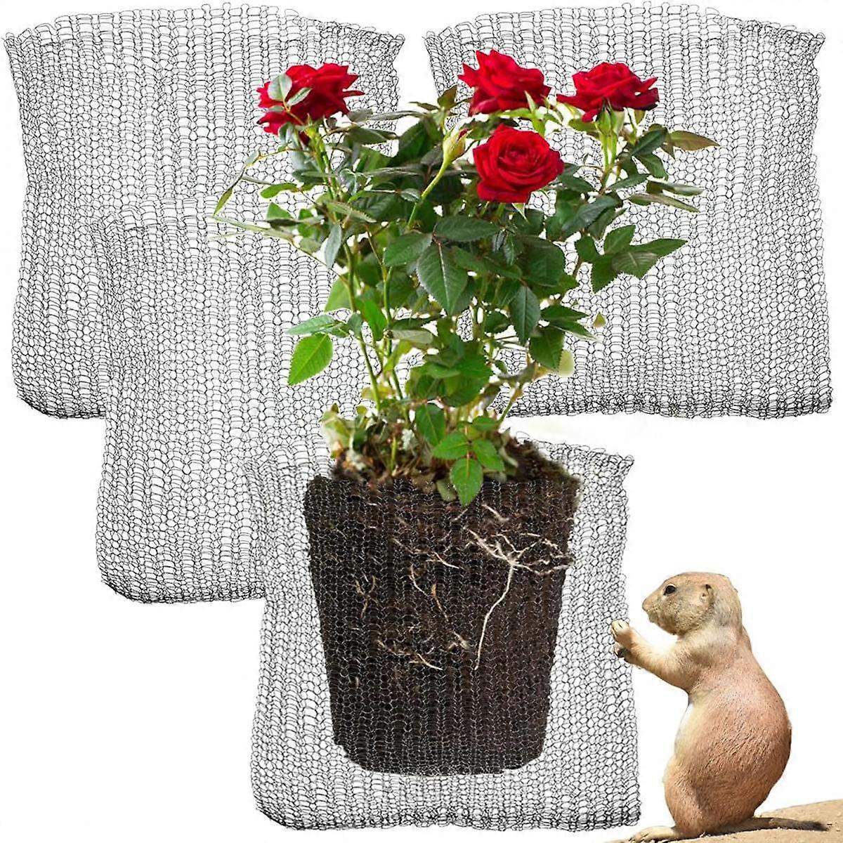 4pc Gopher and Vole Wire Baskets, Gopher Wire Mesh Plant Root Protector Gopher Baskets for Gopher Repellent ,14*14''