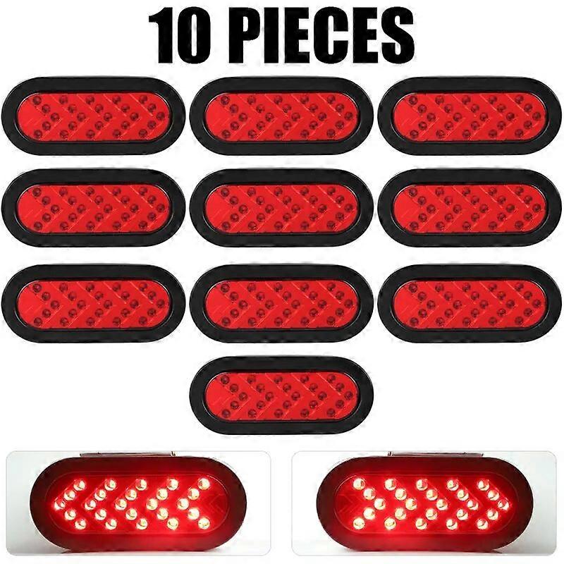 10pcs 6 "LED Arrière Feu De Freinage Anneau En Caoutchouc Lampe Ovale Clignotant Lumière Arrêt Avertissement Lampe De Recul Pour Camion Remorque Bus RV 12V 24V