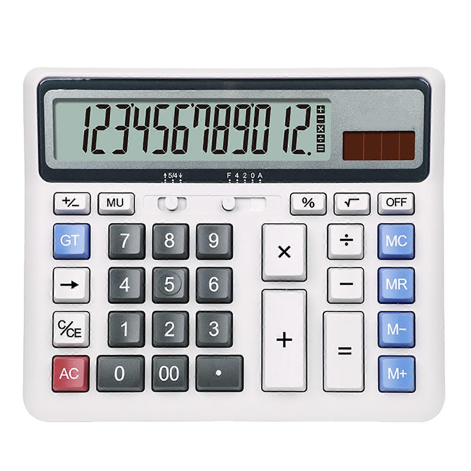 1 Set Electronic Calculator Dual Power Battery 12-Digit Desktop Calculator with Large LCD Display for Home Office