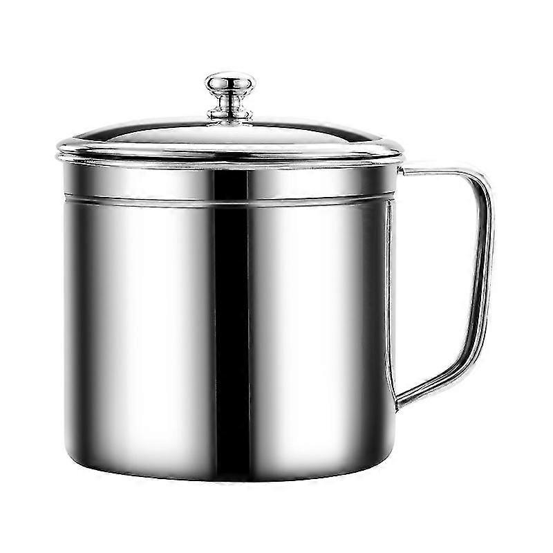 Edelstahl Ölsieb Topf Fettdose, Wiederverwendung Öl Aufbewahrungsbehälter mit abnehmbarem Filter, 1300ml