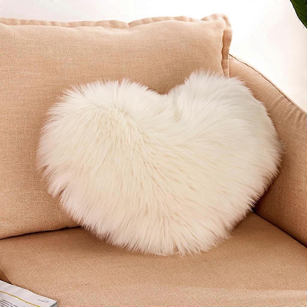2xArtificial Wool Soft Plush Sofa Pillow Case Cushion Cover White
