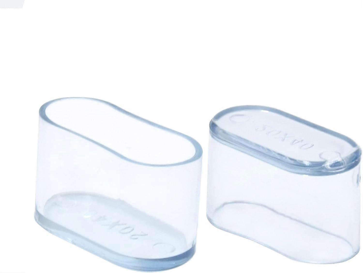 Clear PVC Oval Leg Caps - Pack of 8 for Chair and Table Legs (20 x 40 mm)