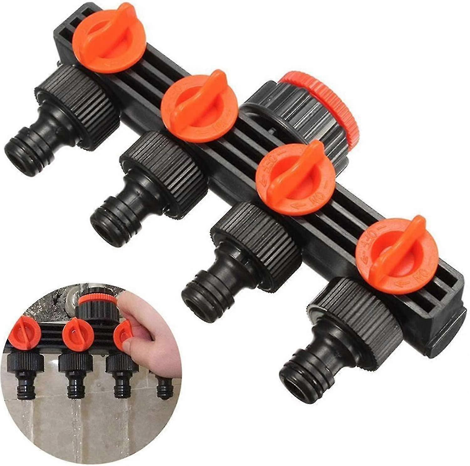 Garden Irrigation Diverter 4-way Tap Connector Tap Hose Connectors The Standard Of Water Intake 1/2" 3/4" & 1" Specification Water Splitter For G