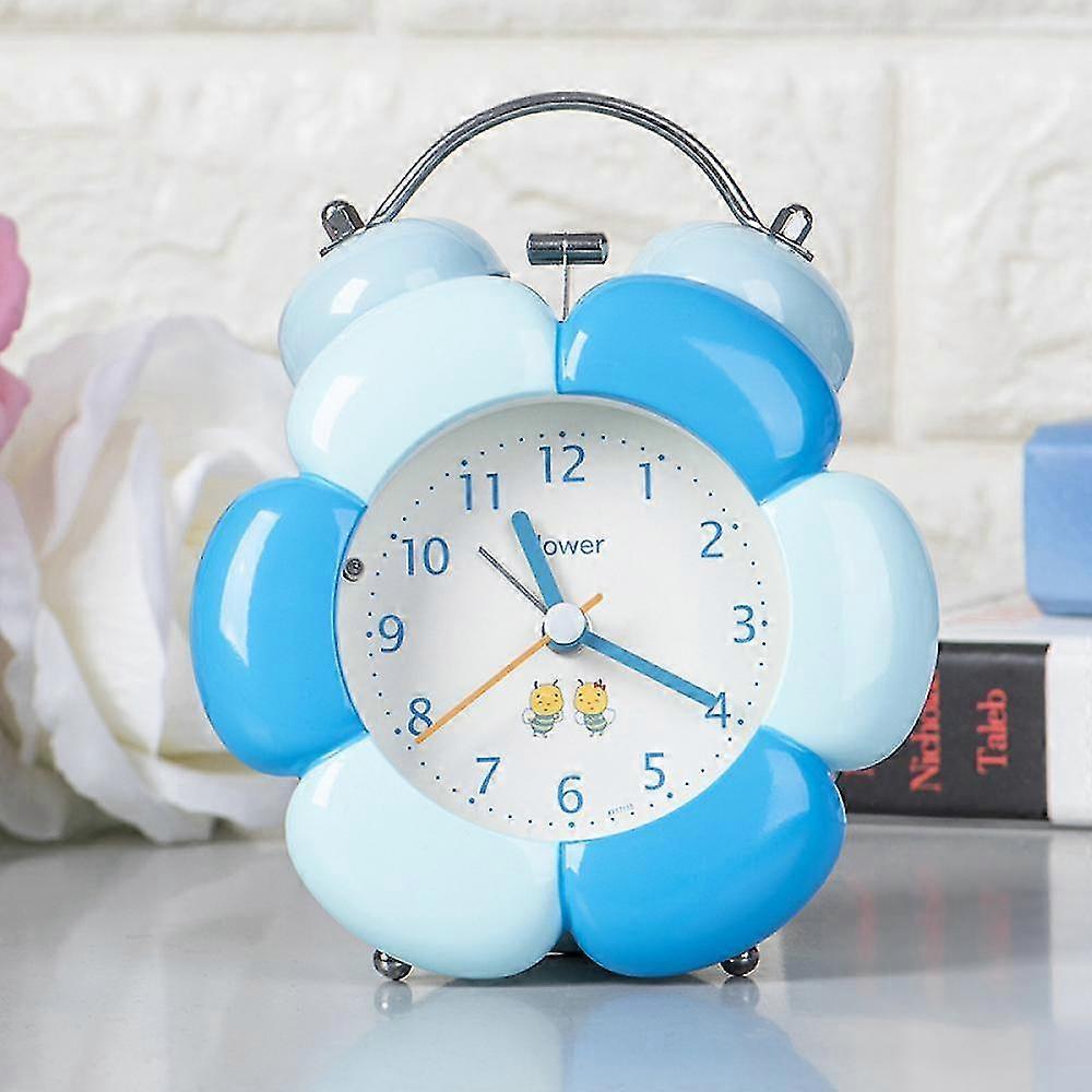 Mike Sun Flower Shape Alarm Clock Creative Clock Cartoon Clock For Children-blue
