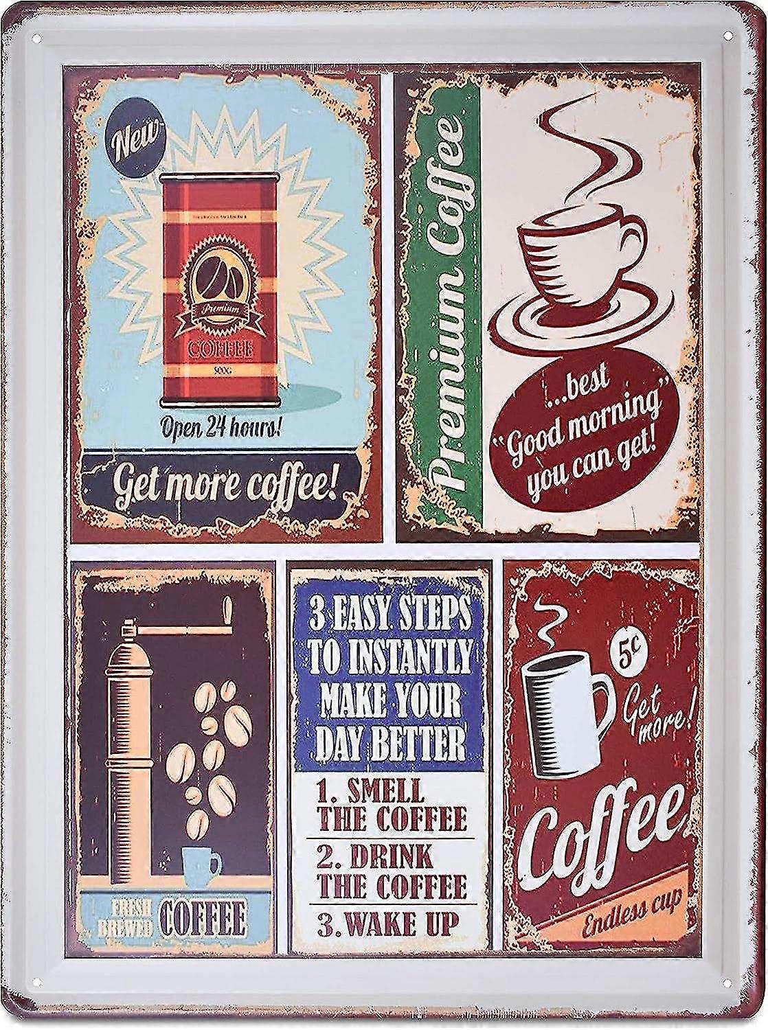 Placa de Metal Resistente Retro Retro Premium Coffee Grande Caf Diner Wall Decor 8x12 Polegadas OU 12x16 Polegadas 