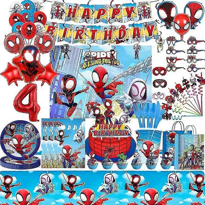 Spidey és csodálatos barátai születésnapi parti dekoráció Pókember téma Étkészlet csésze tál Spidey léggömb kellékek gyerekeknek