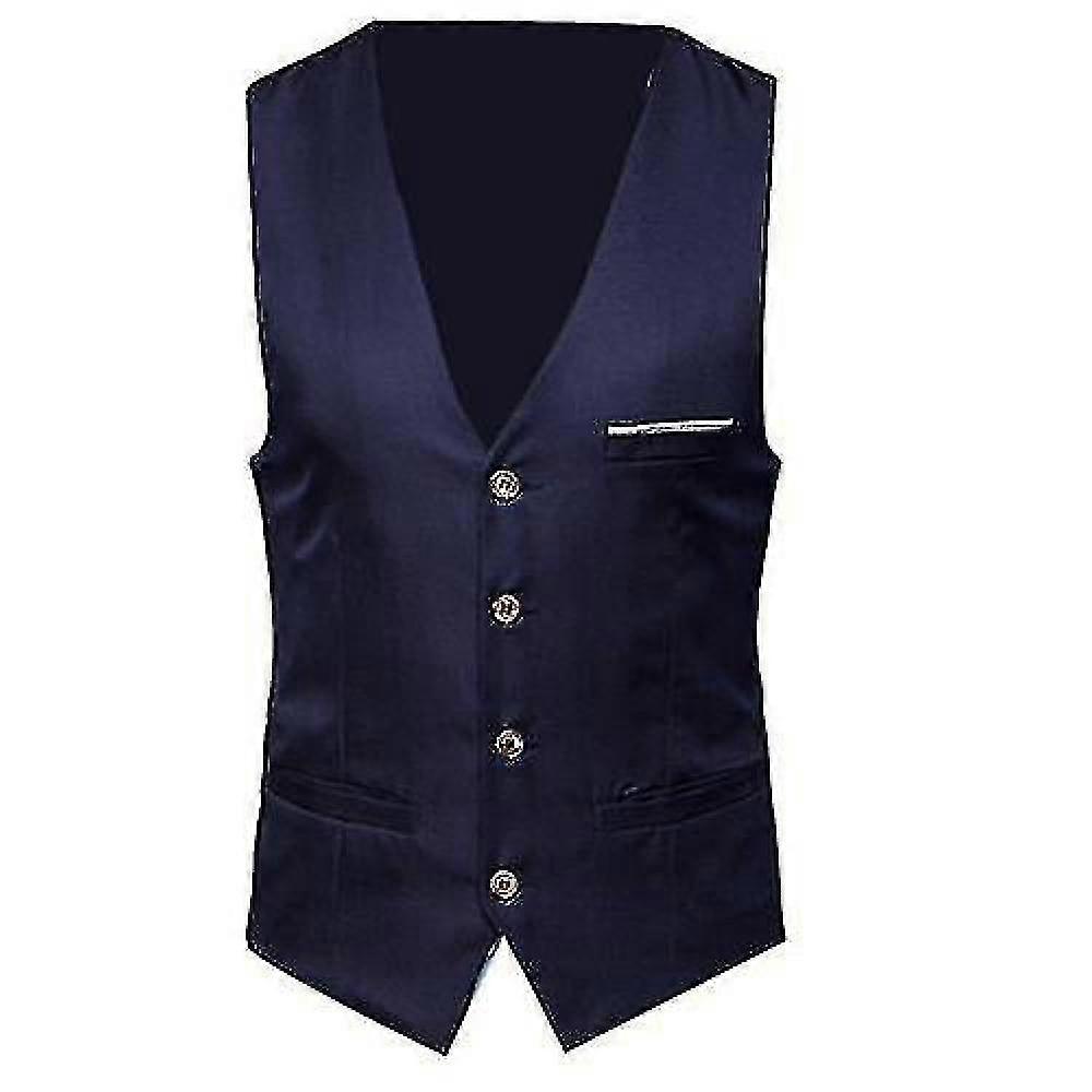 Dropshipping Plus Size Formal Men Solid Color Suit Vest Single Breasted Business Waistcoat