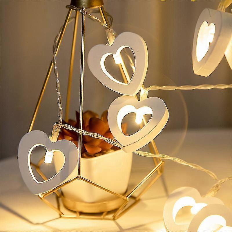 Wooden Love Heart String Lights Holiday Decoration Modeling Lights Romantic Peach Heart Led String Light