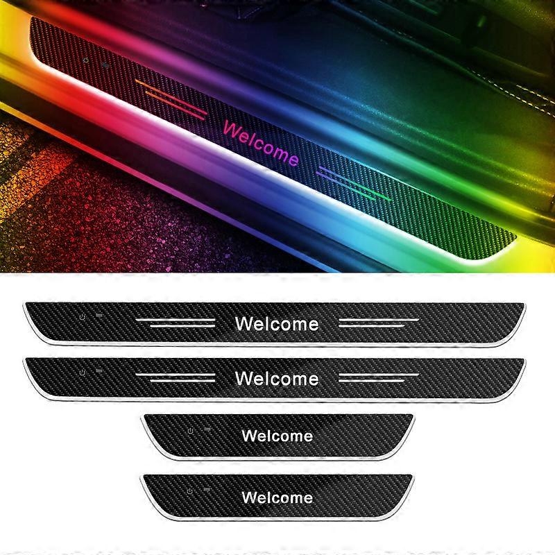 New4/2 stuks Aangepaste Auto Deur Dorpel Lichte RGB Kleur Auto Scuff Plate Pedaal Deur Opening Sensing LED Welkom Pedaal Projector Lamp