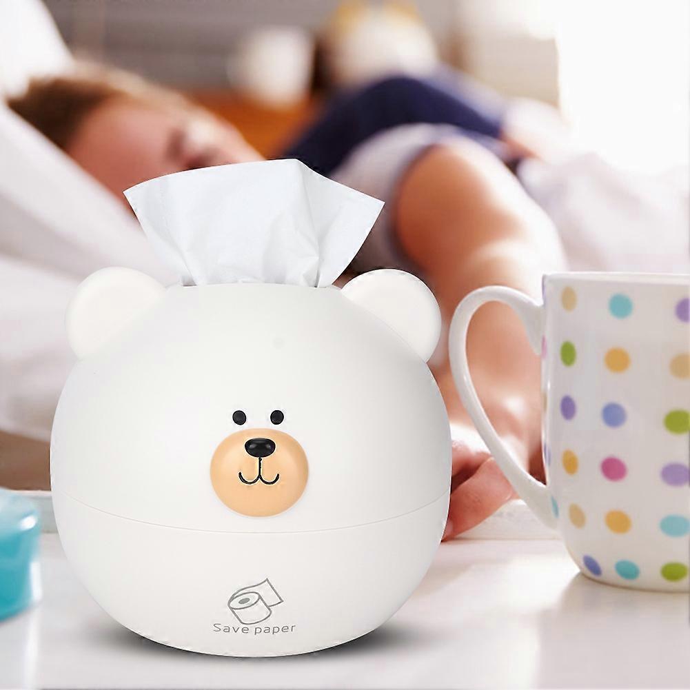 Cartoon Bear Tissue Storage Box Multi Functional Paper Towel Dispenser Case White