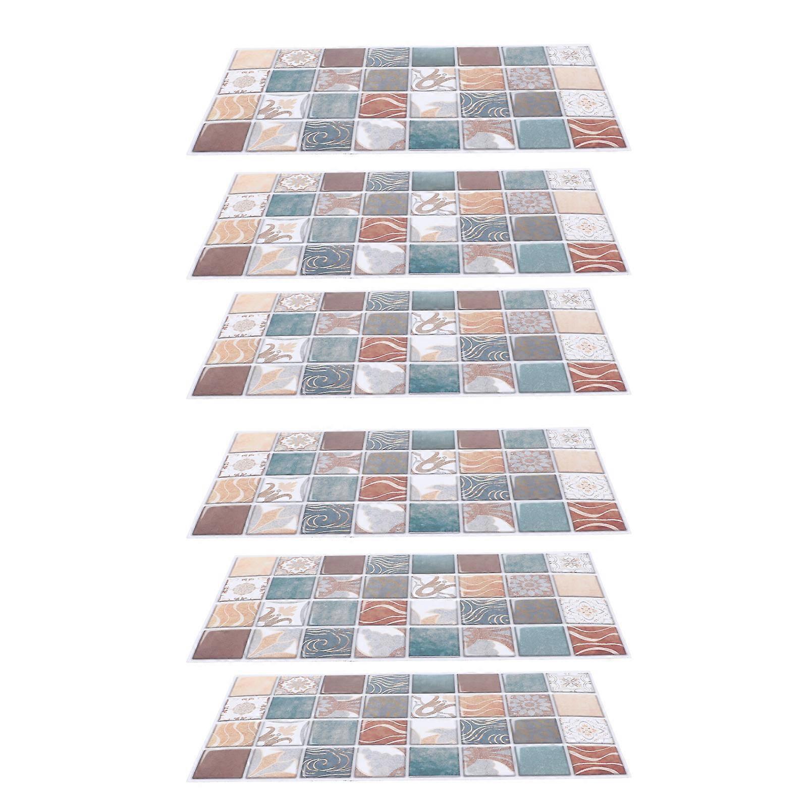 Peel and Stick Backsplash Tiles 6 PCS 5.9x11.8in Waterproof Oil Resistant Kitchen Wallpaper Self Adhesive (FG62)