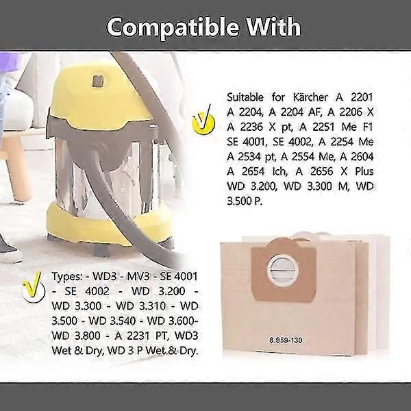 Vhbw 20x Sacchetto Compatibile Con Kärcher WD 3.320, WD - Foto 10