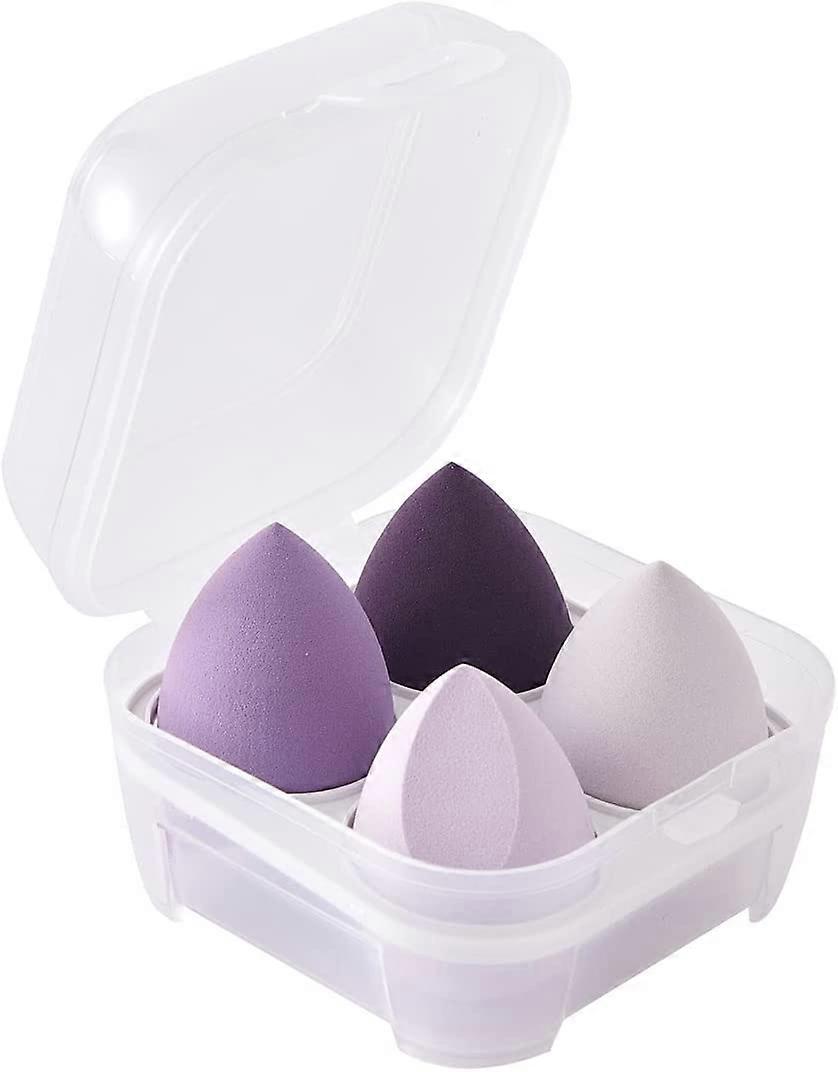 4 pack (4 PCS, Purple) foundation blending sponges, professional beauty makeup set to use with foundation and powder