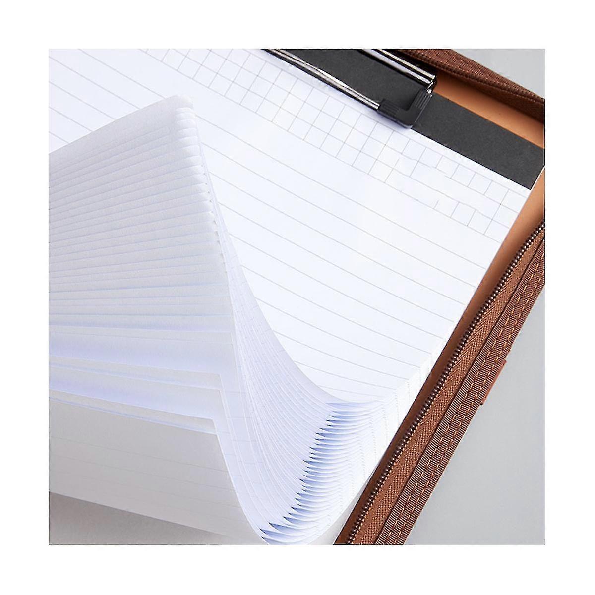 Leather Portfolio Folder With Zipper For Womenmen, Business Padfolio With Handle, Conference Notep