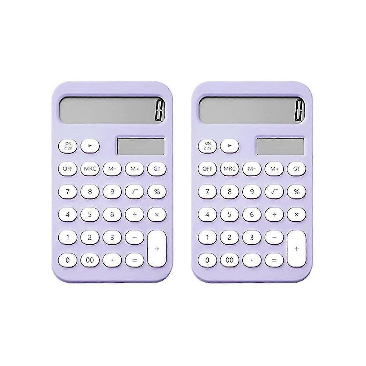 2 Pcs Desk Calculator Basic Calculator 12 Digit Pocket Calculators Desktop With Lcd Display For Office And School Purple