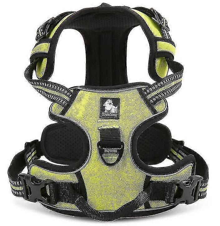 Kein Zug Hundegeschirr reflektierend einstellbar mit 2 Schnappschnallen Easy Control Griff
