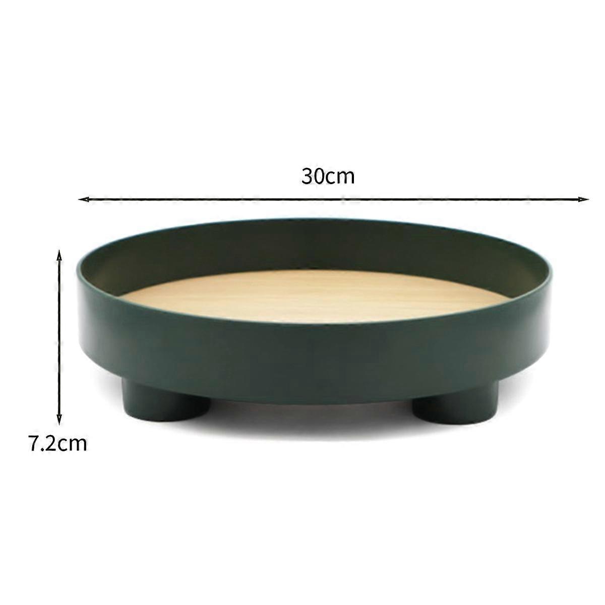 Locaupin Round Wooden Tray Rustic Decorative Tray Fall Home Decor