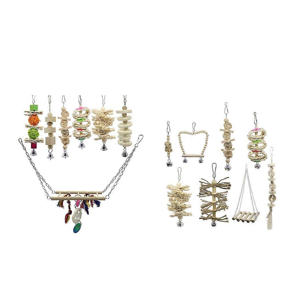 15pcs Bird Parrot Chew Toy Bird Wooden Swing Toy For Small To Large Birds