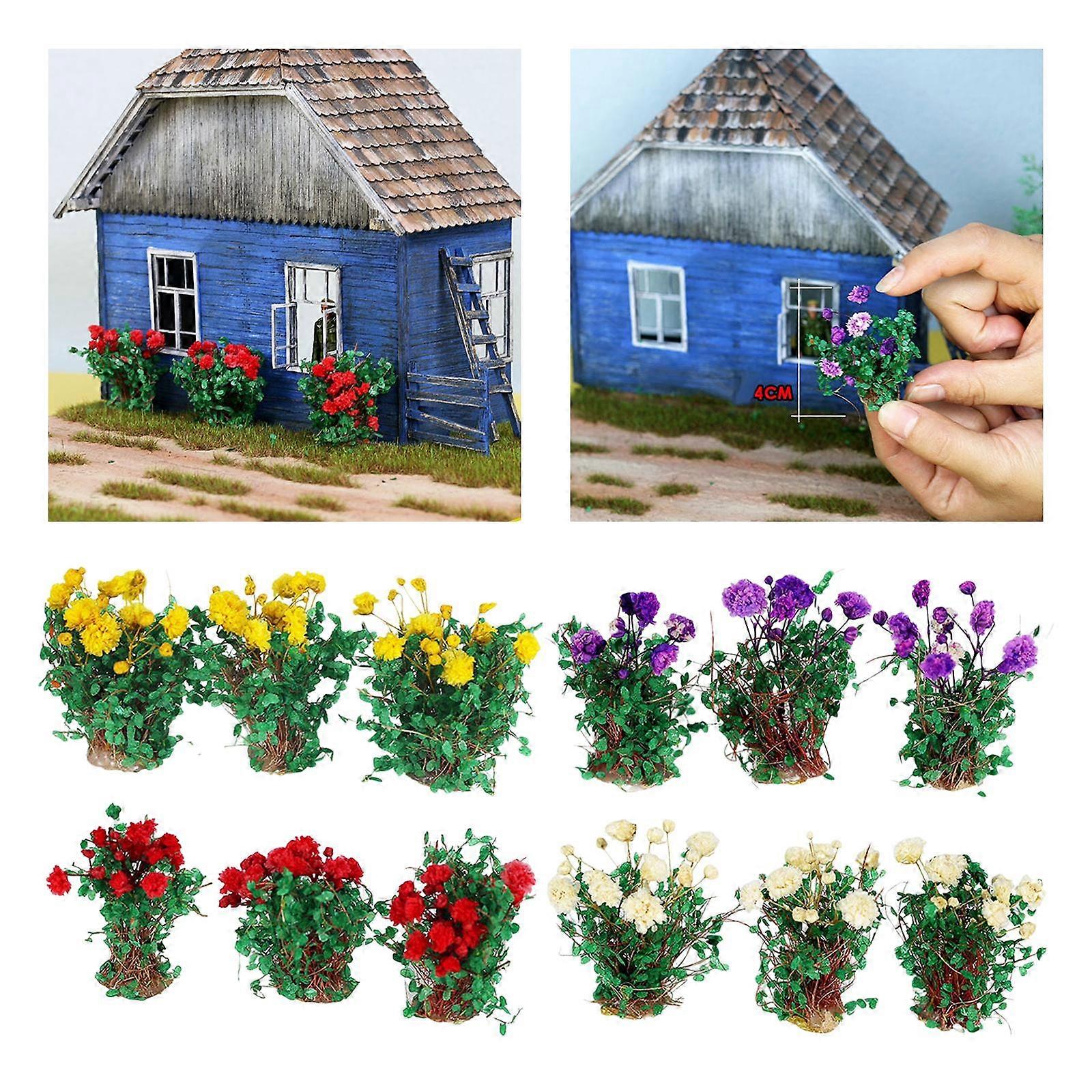 4x Miniature Flower DIY Model Building Scenery Artificial Flower