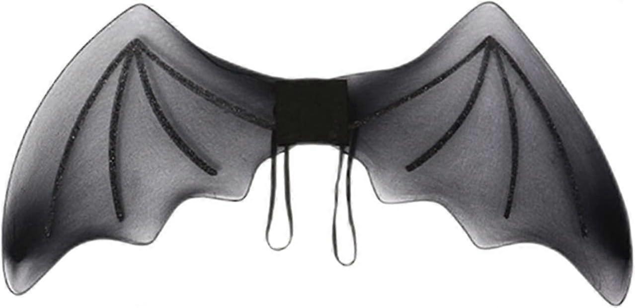 Halloween Party Show Props Costume Wings Black Mesh with Assistant Elastic Strap for Kids