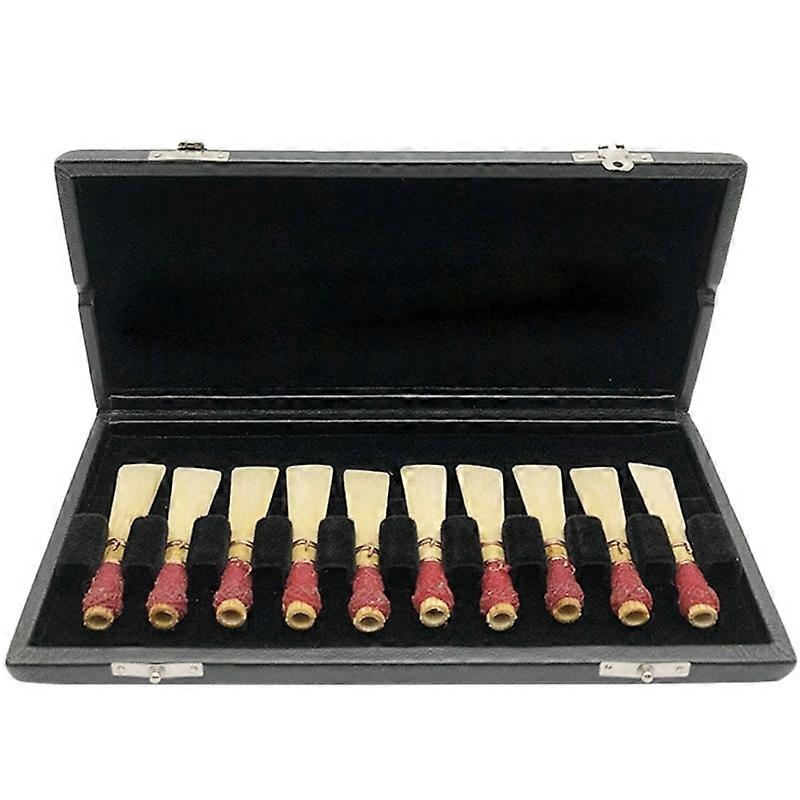 Black Wooden Leather Oboe Reed Container Against Moisture Protector 10 Oboe Reeds Holder Box for Strong Protection 24BD