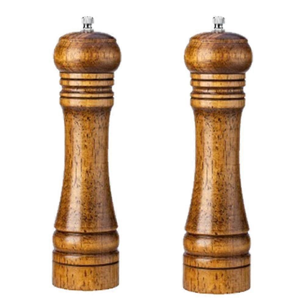 Salt and Pepper Grinder Mill Spice Shaker Solid Wood with Adjustable Ceramic Grinder Kit 2pcs